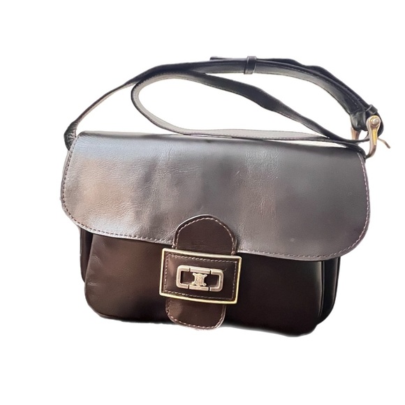 Celine Handbags - CELINE Signature Line Elegant Dark Brown Leather Shoulder Bag